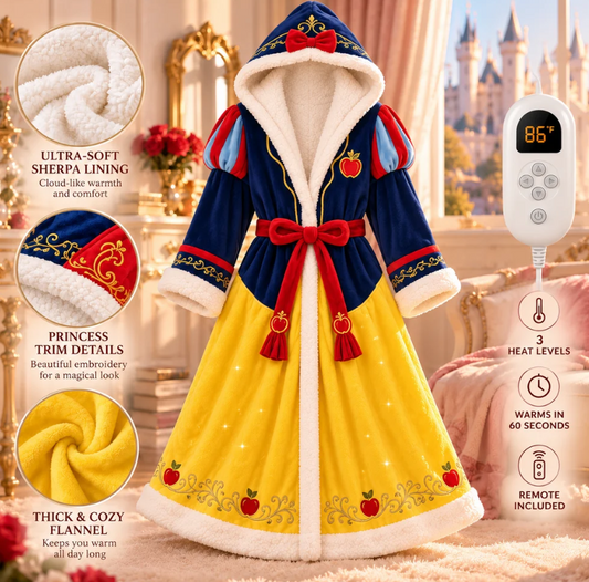 Bata Cobertor Con Capucha Edición Especial De Princesas Con Calefacción Inteligente Y Tejido Sherpa